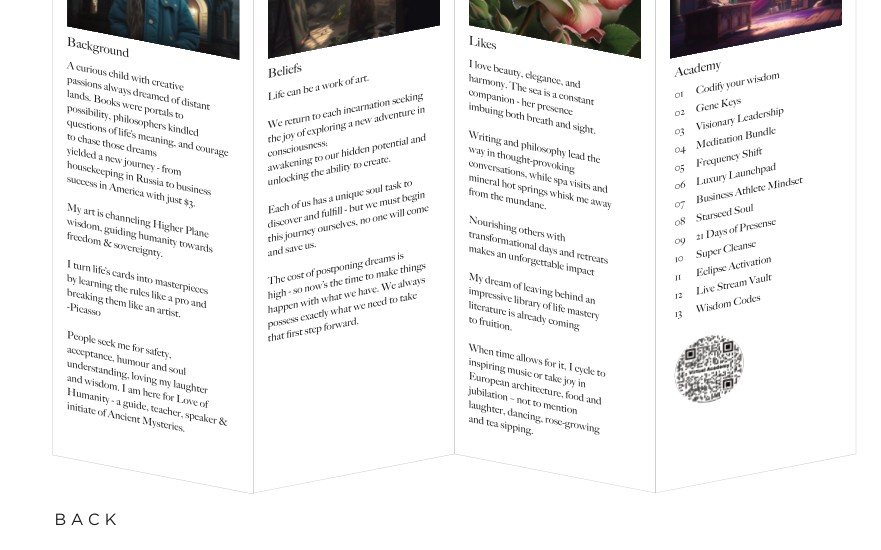 Katerina's Background, Beliefs, Likes, and Academy panels